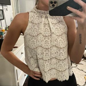 Love, fire lace high neck top